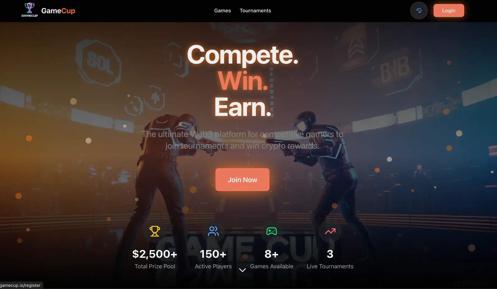 GameCup.io — screenshot